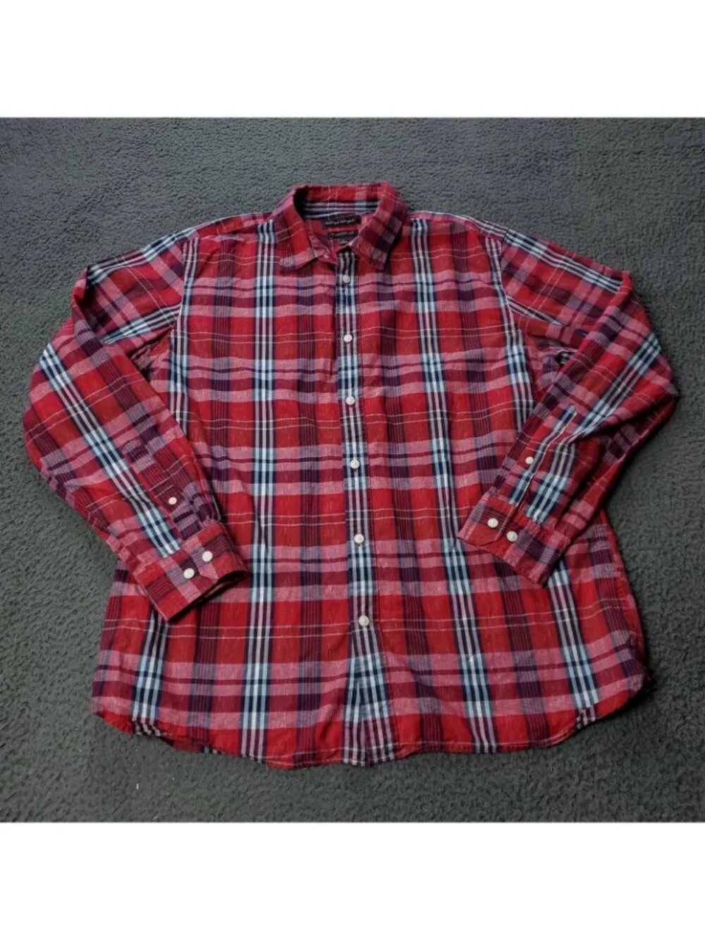 Banana Republic Shirt Mens L Large Red Long Sleeve Camden Fit Plaid Button